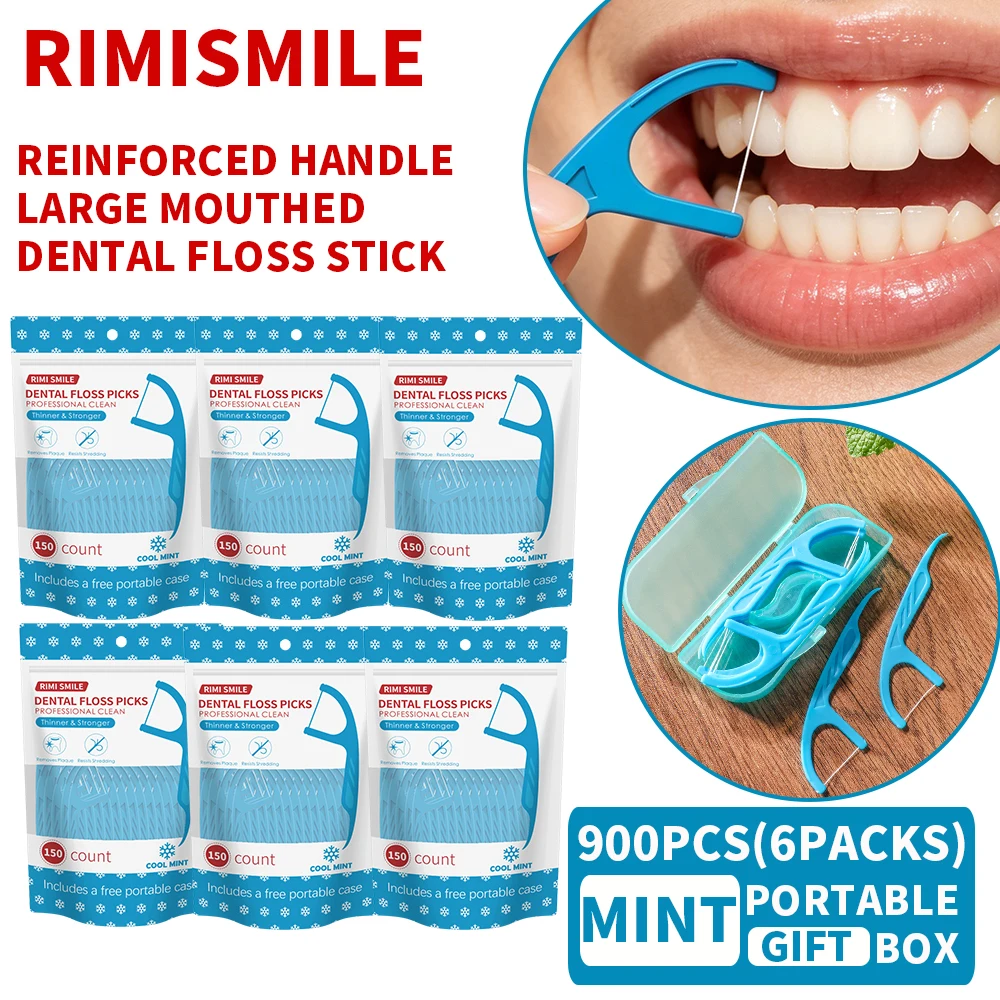 Palillos de hilo dental boca ancha con sabor a menta, resistentes