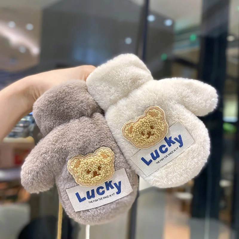 Manoplas de oso de felpa suave para bebé – Invierno - imagen 2