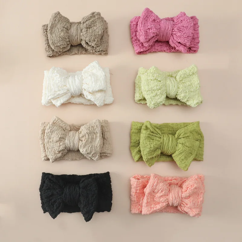 Diadema con lazo de crepé para bebé niña - Elástica y suave - imagen 5