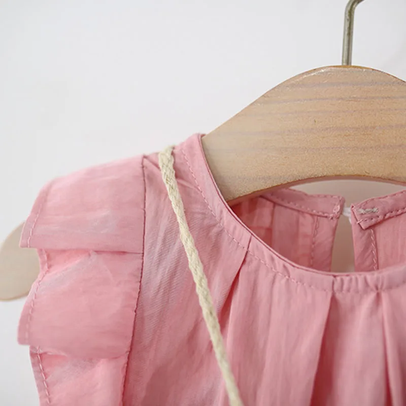 Vestido niña algodón sin mangas – Dibujos animados bolso flores - imagen 4