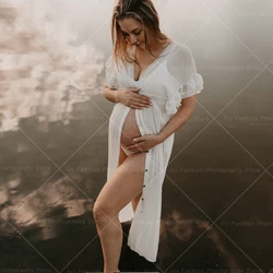Vestido de embarazo bohemio lino y algodón con cordón en cintura