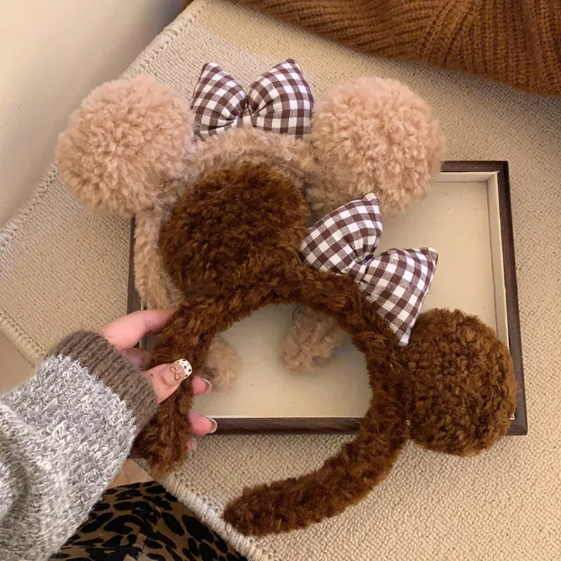 Diadema felpa lazo para bebé – Cálida para otoño e invierno - imagen 3