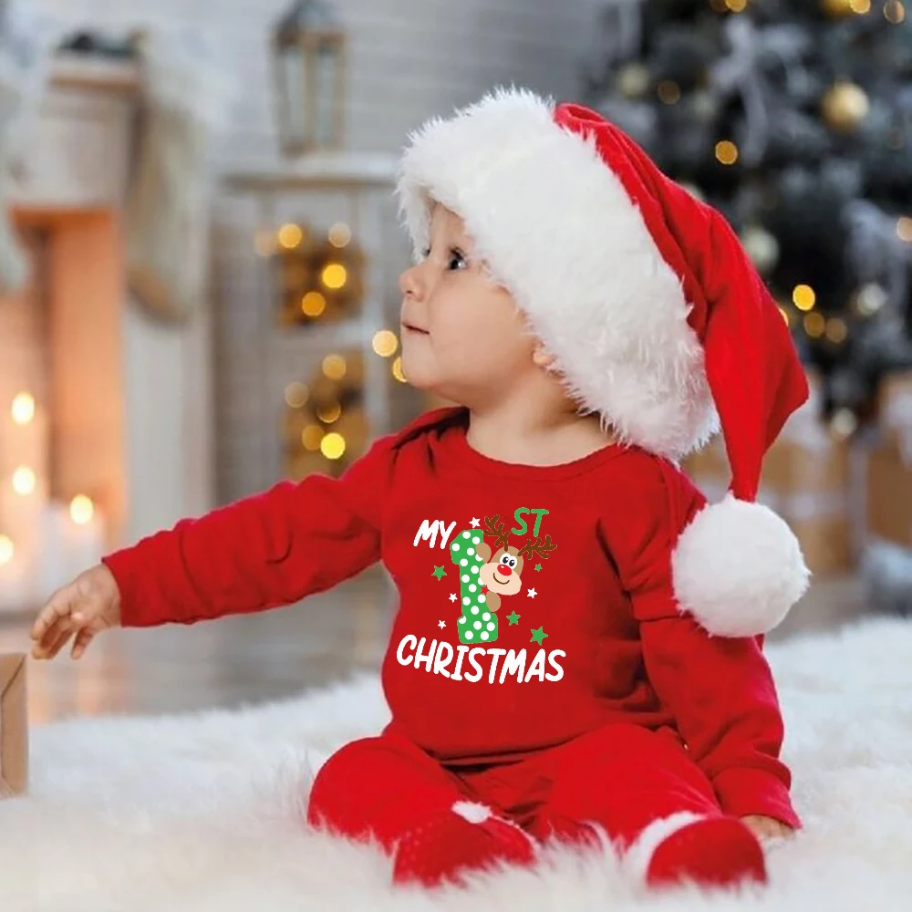 Body pertama Navidad rouge coton manche longue unisex – Vêtements bébé - imagen 2