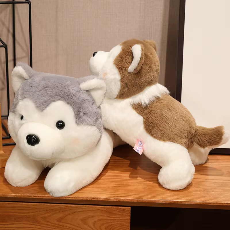 Peluche Husky tumbado de felpa suave, juguete de animal - imagen 4