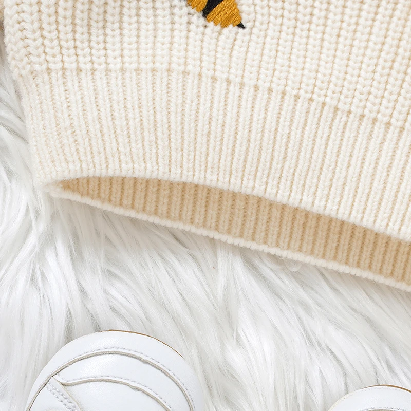 Suéter blanco para bebé de manga larga tejido unisex otoño invierno - imagen 4