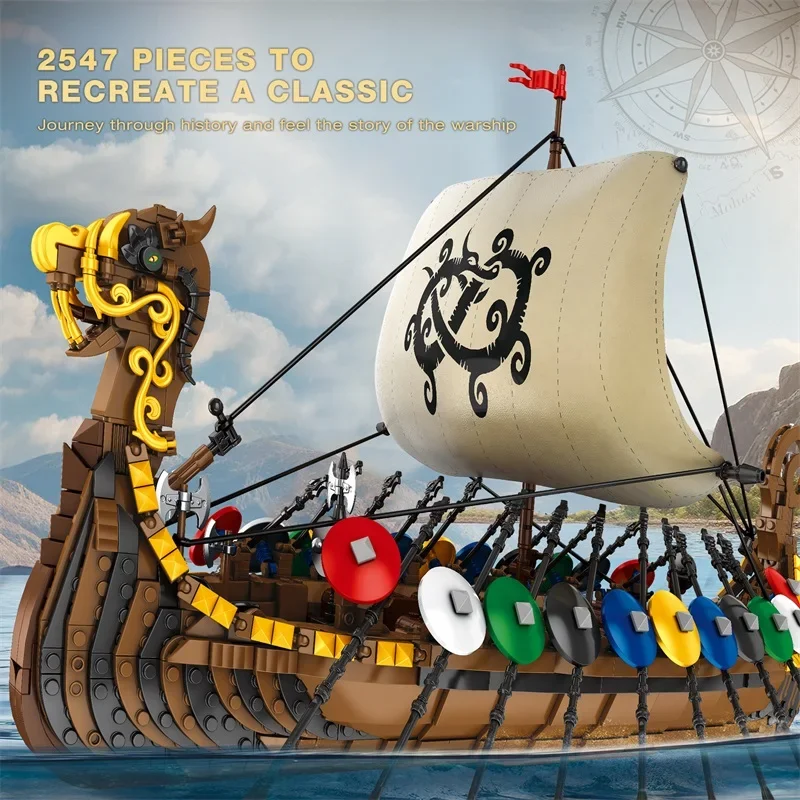 Barco vikingo de construcción – Bloques para niños - imagen 2