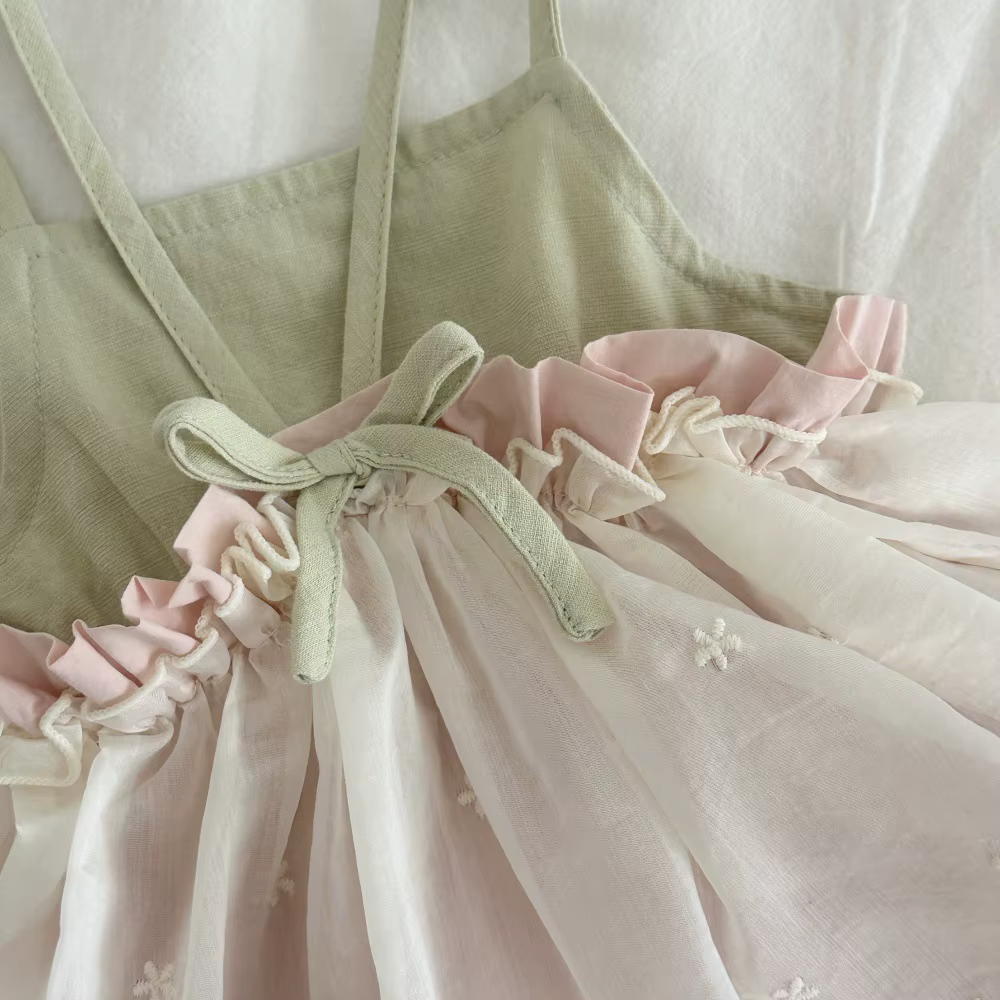 Milancel vestido de verano para bebé con flores bordadas y tirantes - imagen 3