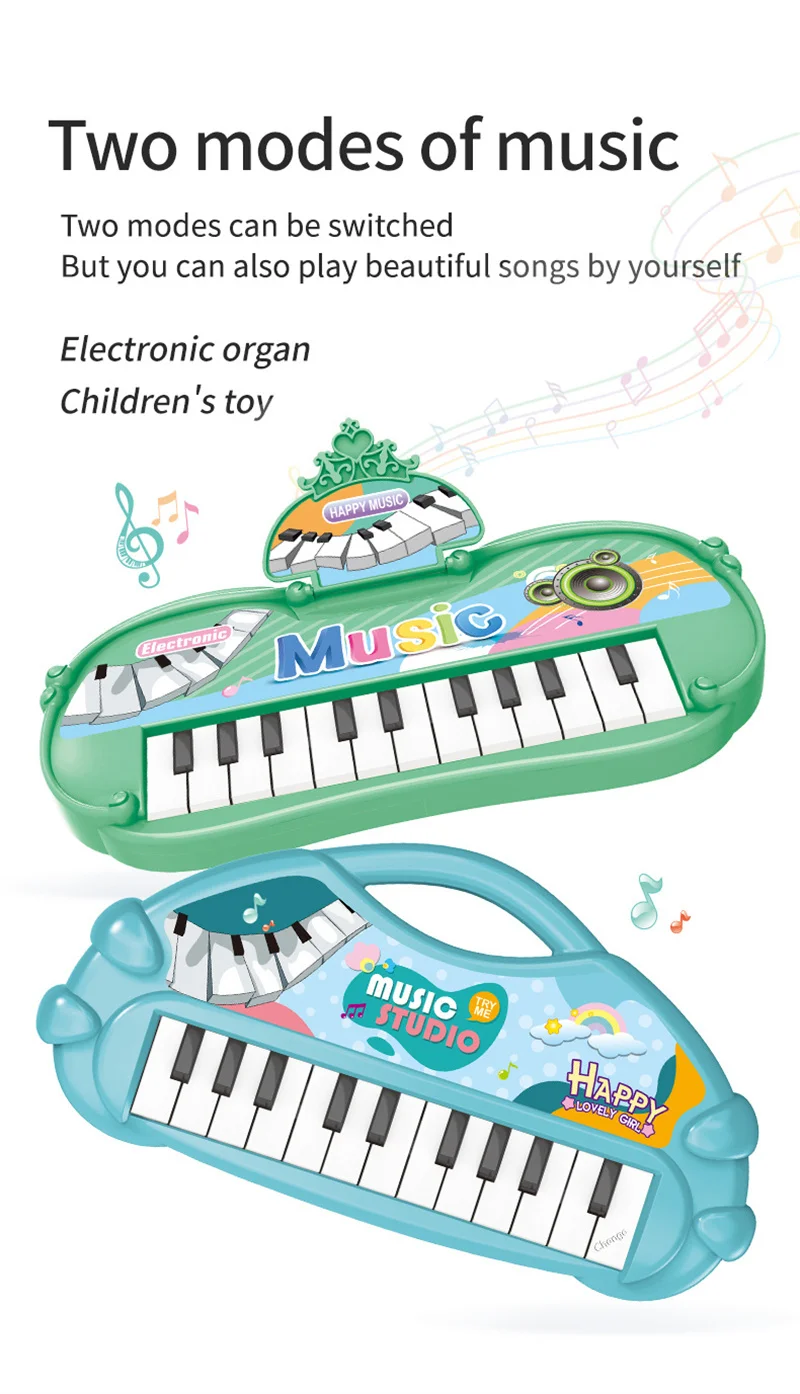 Piano de juguete en uso infantil