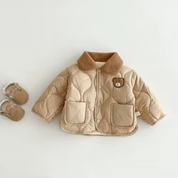 Abrigo infantil de algodón con oso dibujado – Estilo coreano para niño