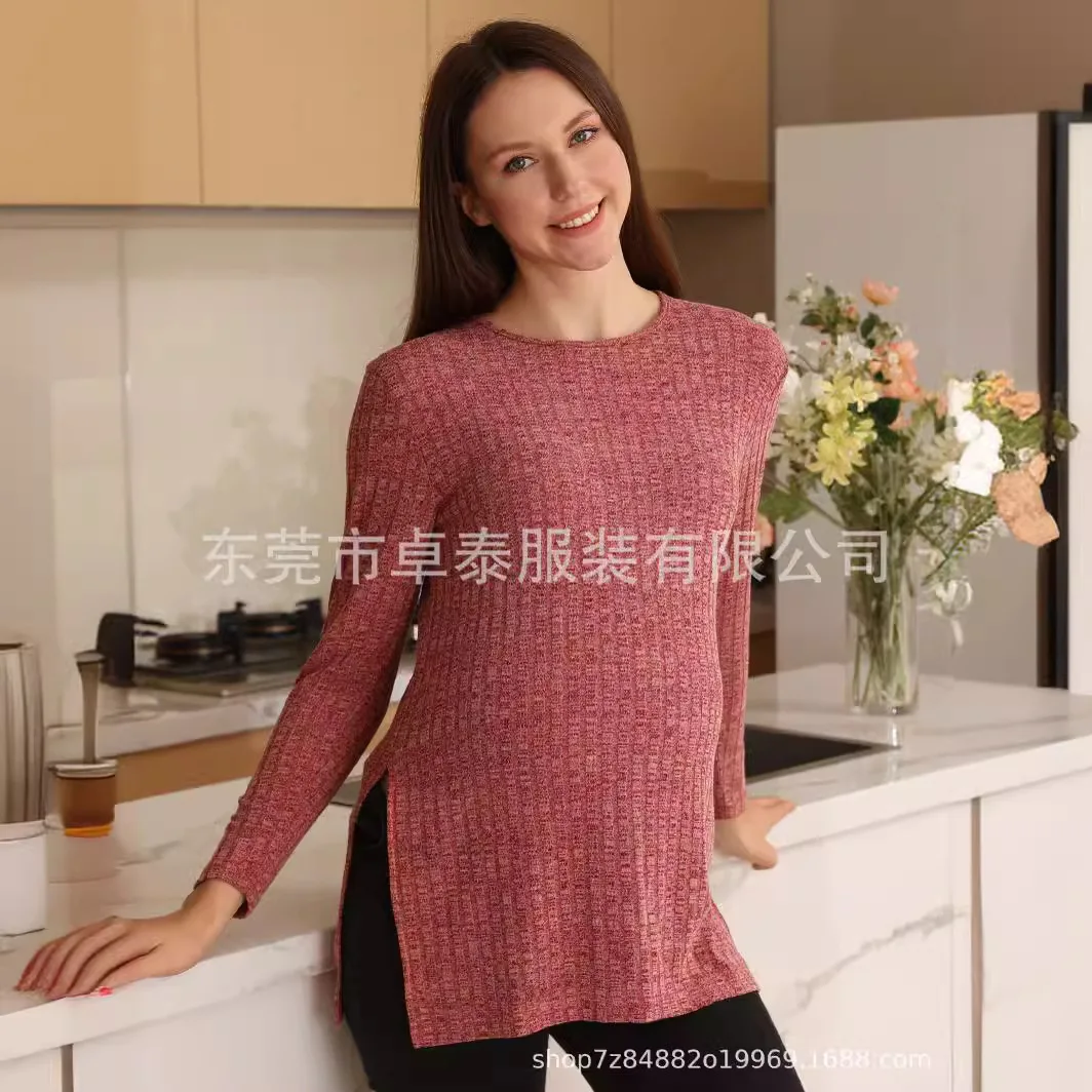Camiseta de embarazo manga larga elegante para primavera y otoño - imagen 4