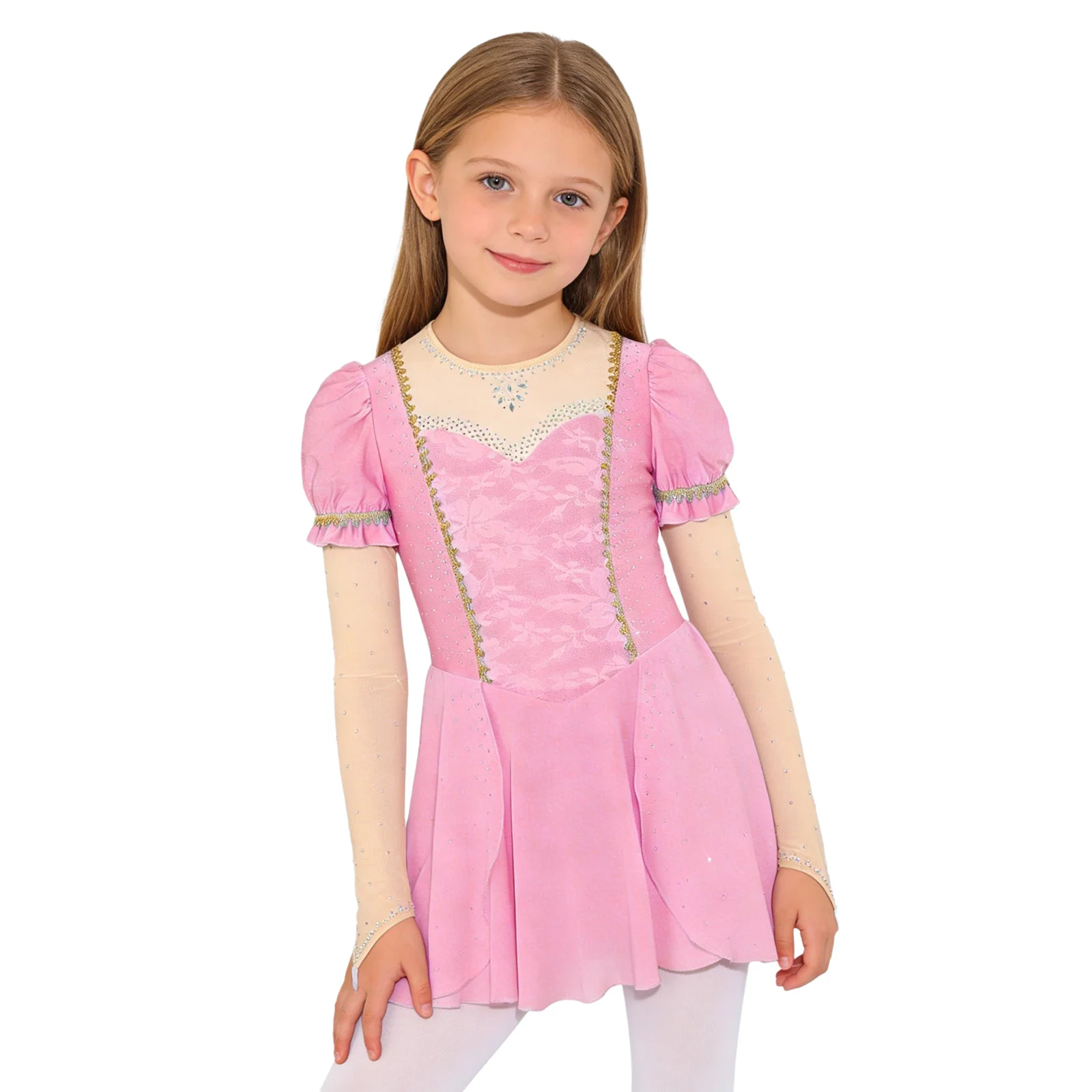 Vestido de princesa para niña con pedrería brillante y gasa - imagen 3