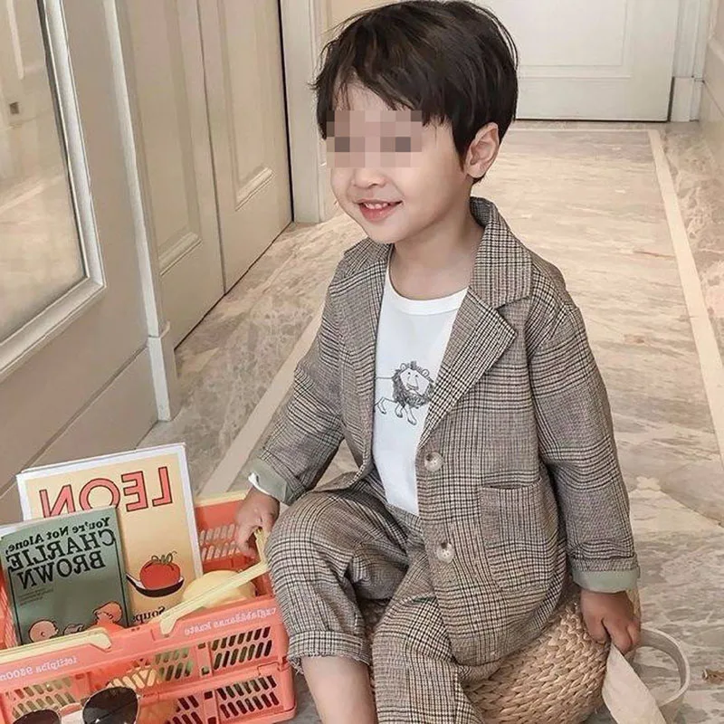 MILANCEL traje a cuadros de primavera para niños – conjunto - imagen 3