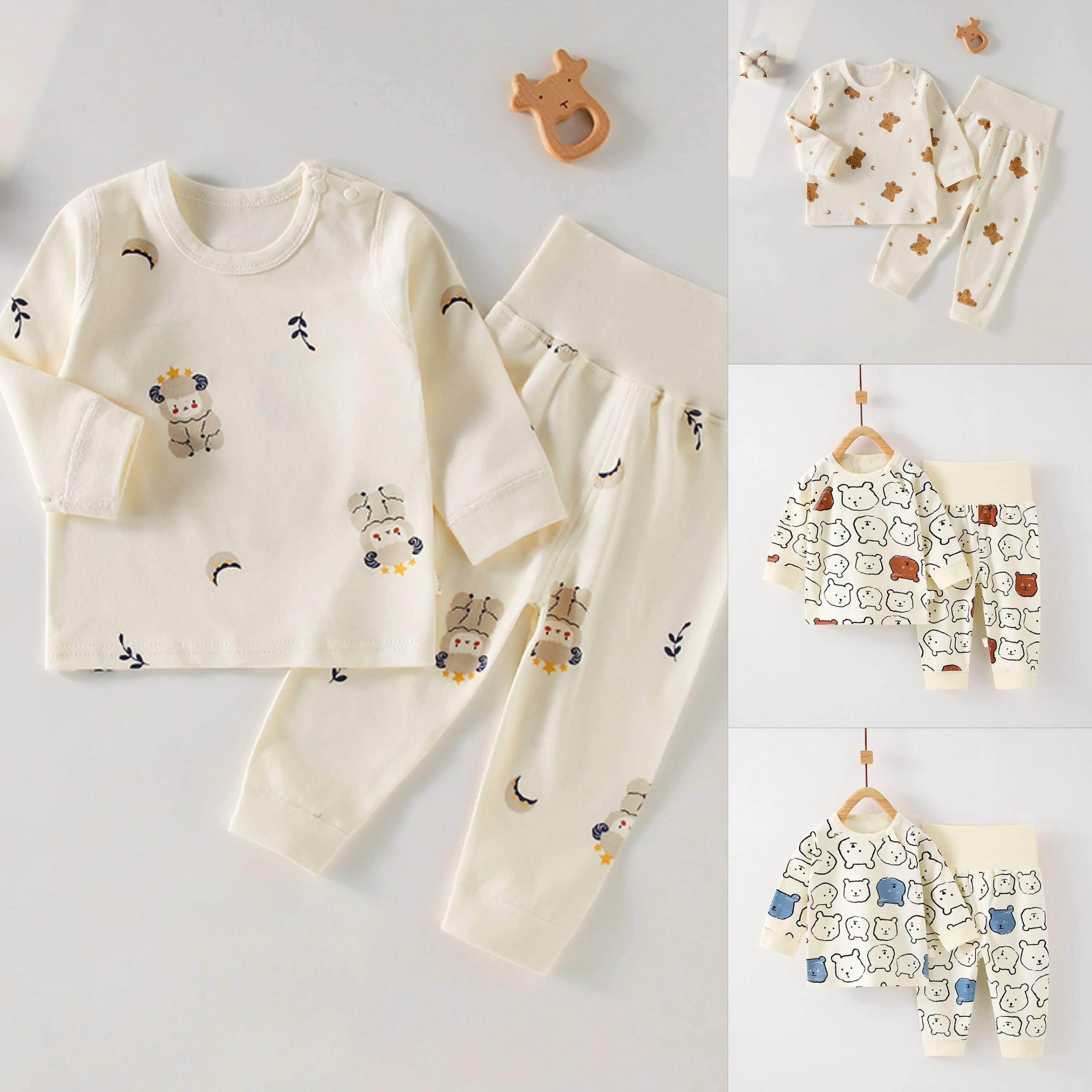 Conjunto pijamas algodón sin costuras para niños, manga larga - imagen 5