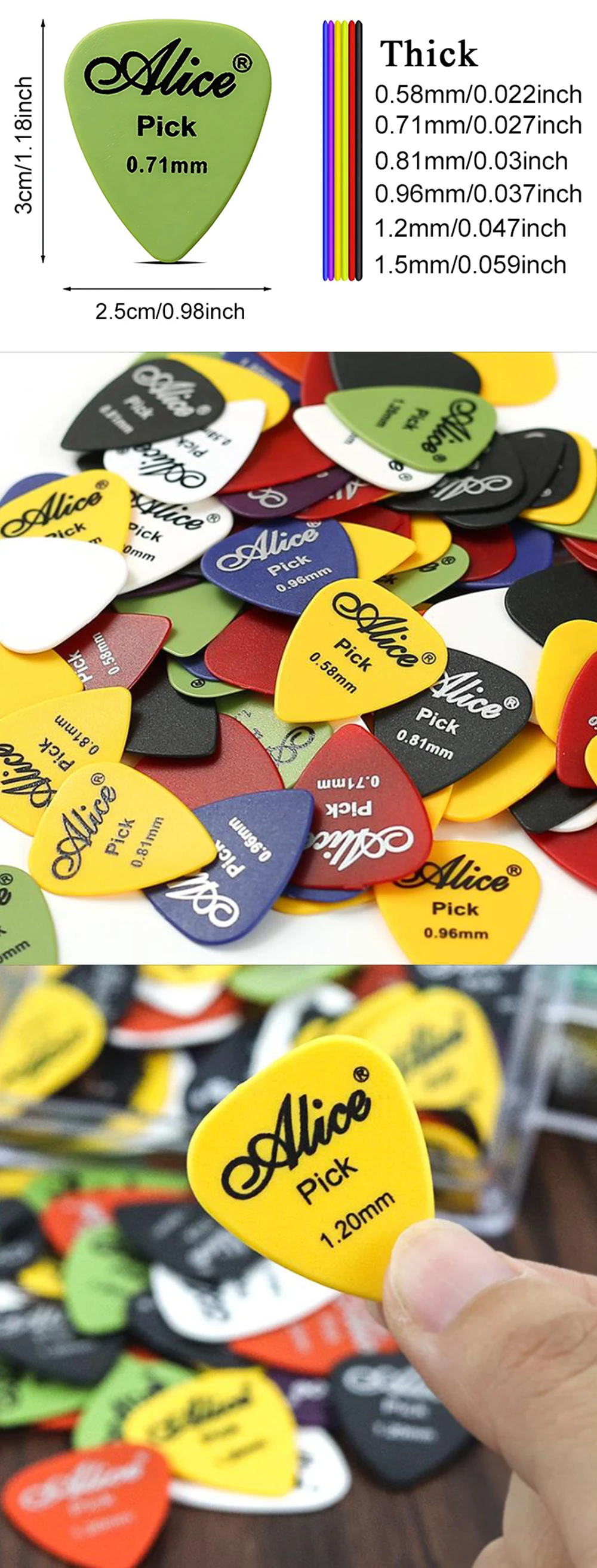 Púas de guitarra coloridas en paquete