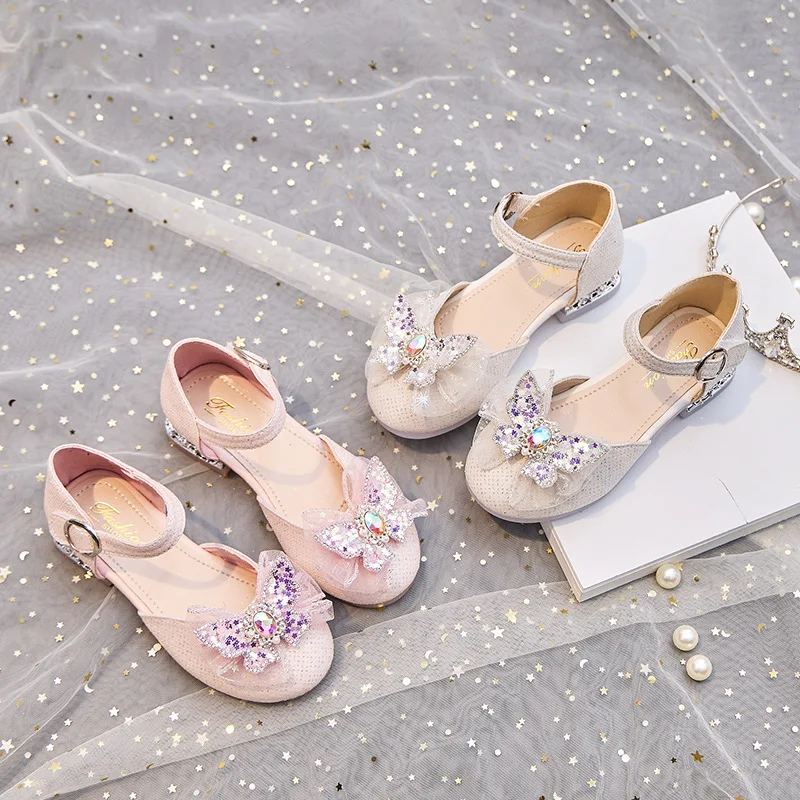 Zapatos de cuero de otoño antideslizantes para niña, planos