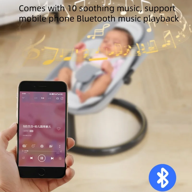 Mecedora eléctrica para bebé con Bluetooth y música, reclinable - imagen 3