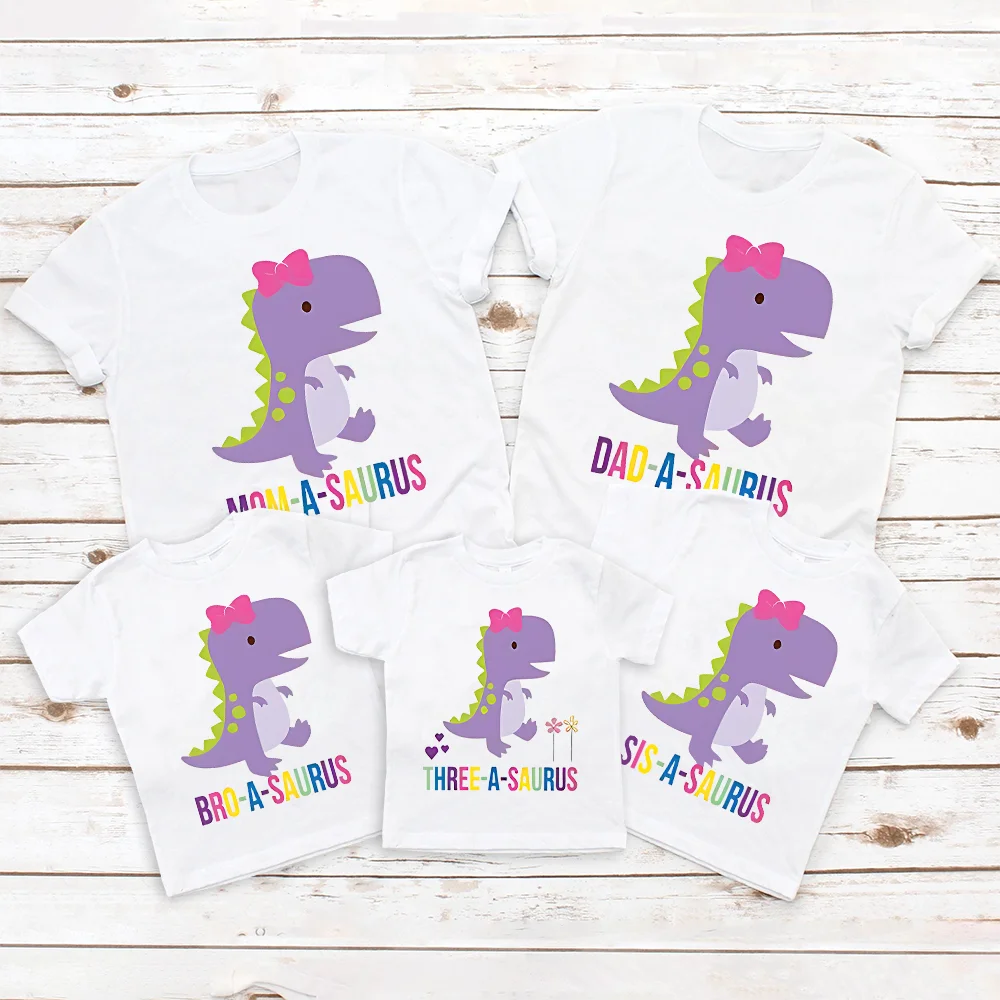 Camiseta dinosaurio niña para cumpleaños 3 años conjunto familia - imagen 2