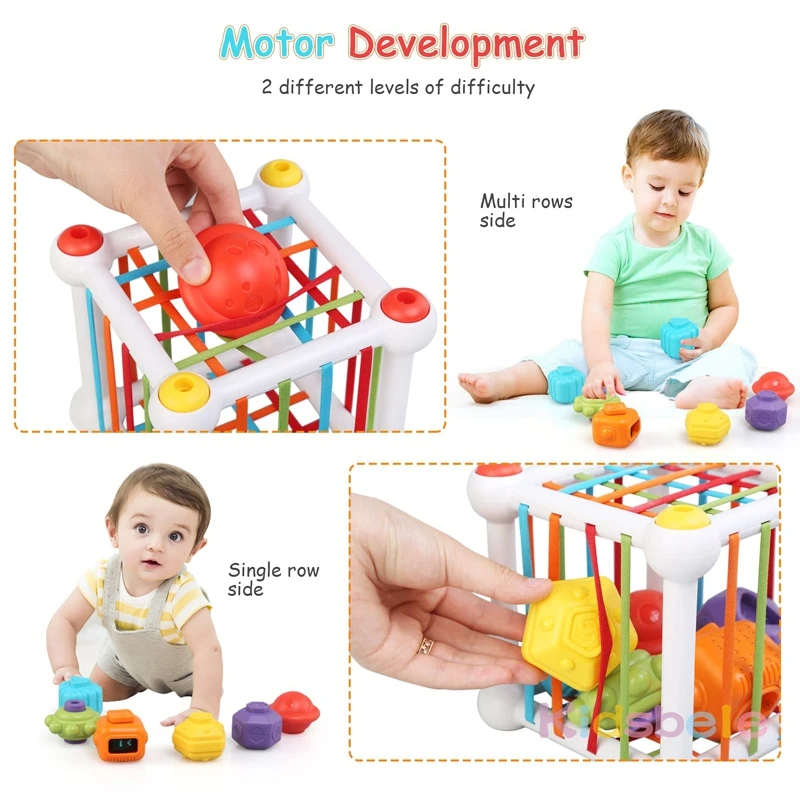 Juguete Montessori de clasificación de formas con bloques sensoriales - imagen 5