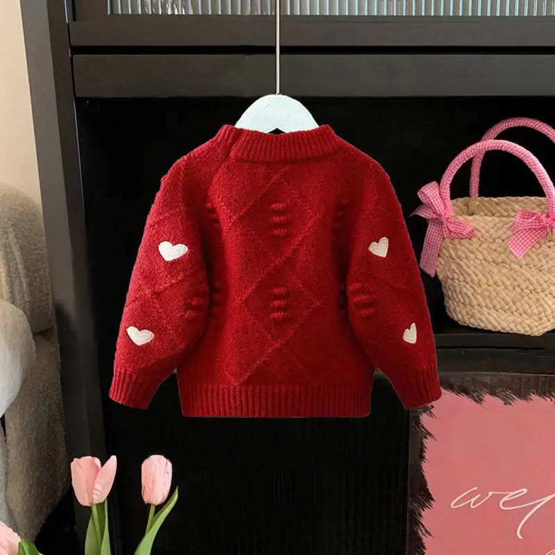 Cardigan de punto con corazón para niña – Lana suave - imagen 3
