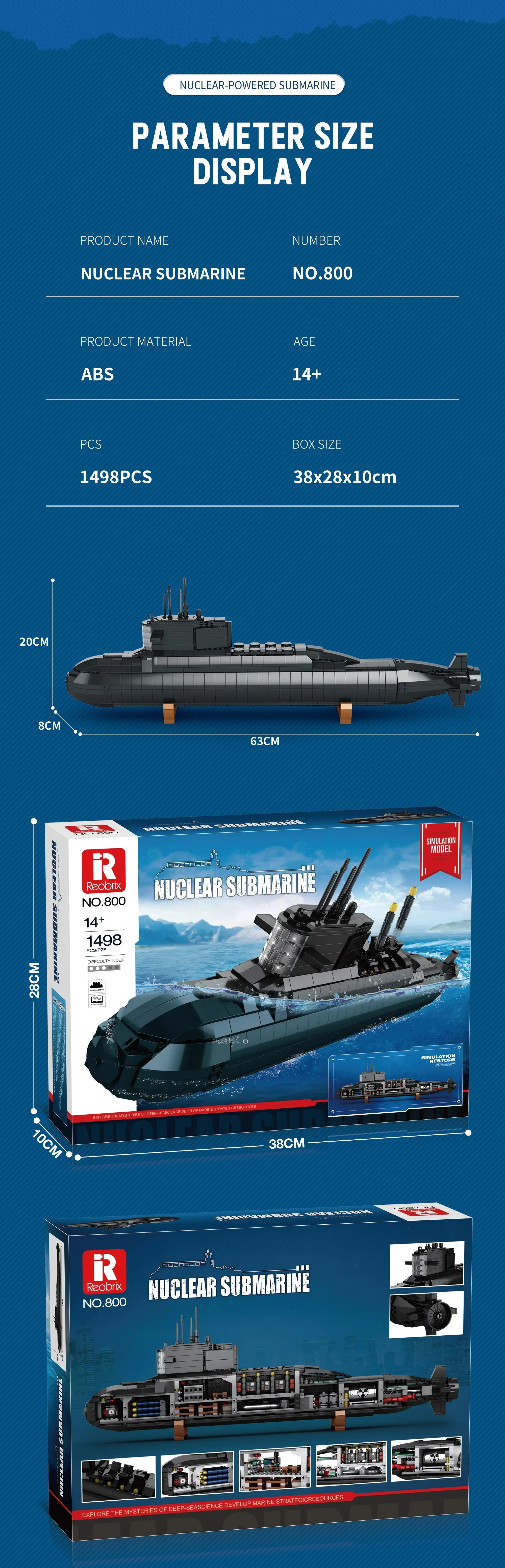 Submarino completo sobre superficie