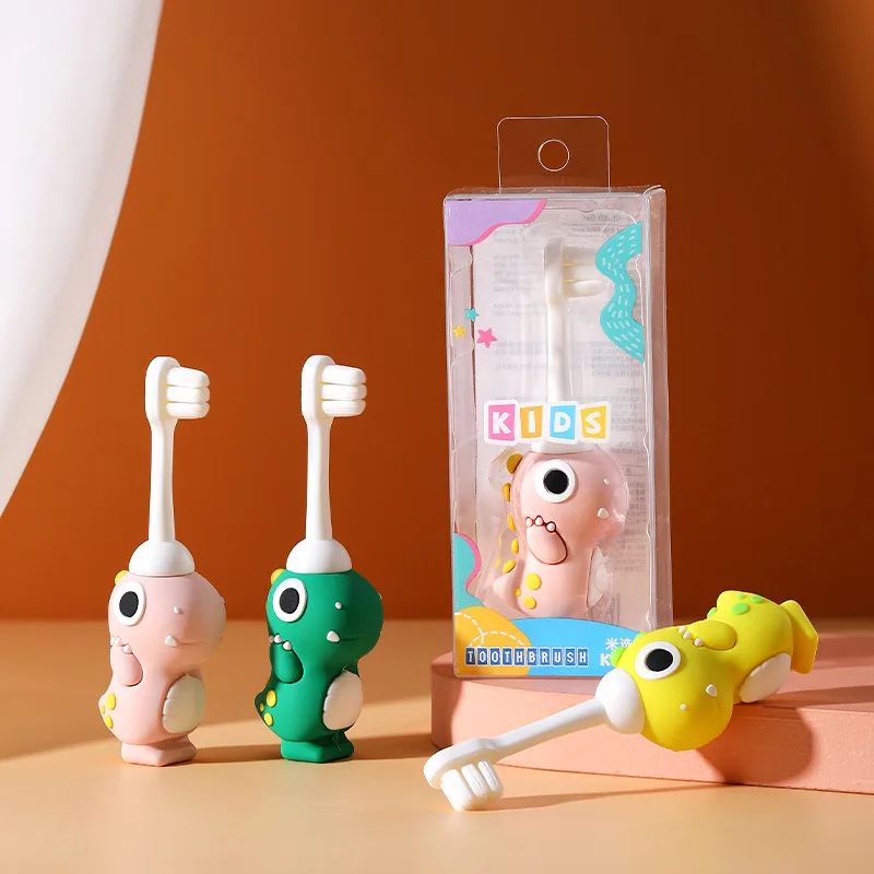Cepillo de dientes infantil con dinosaurio y cerdas suaves - imagen 3