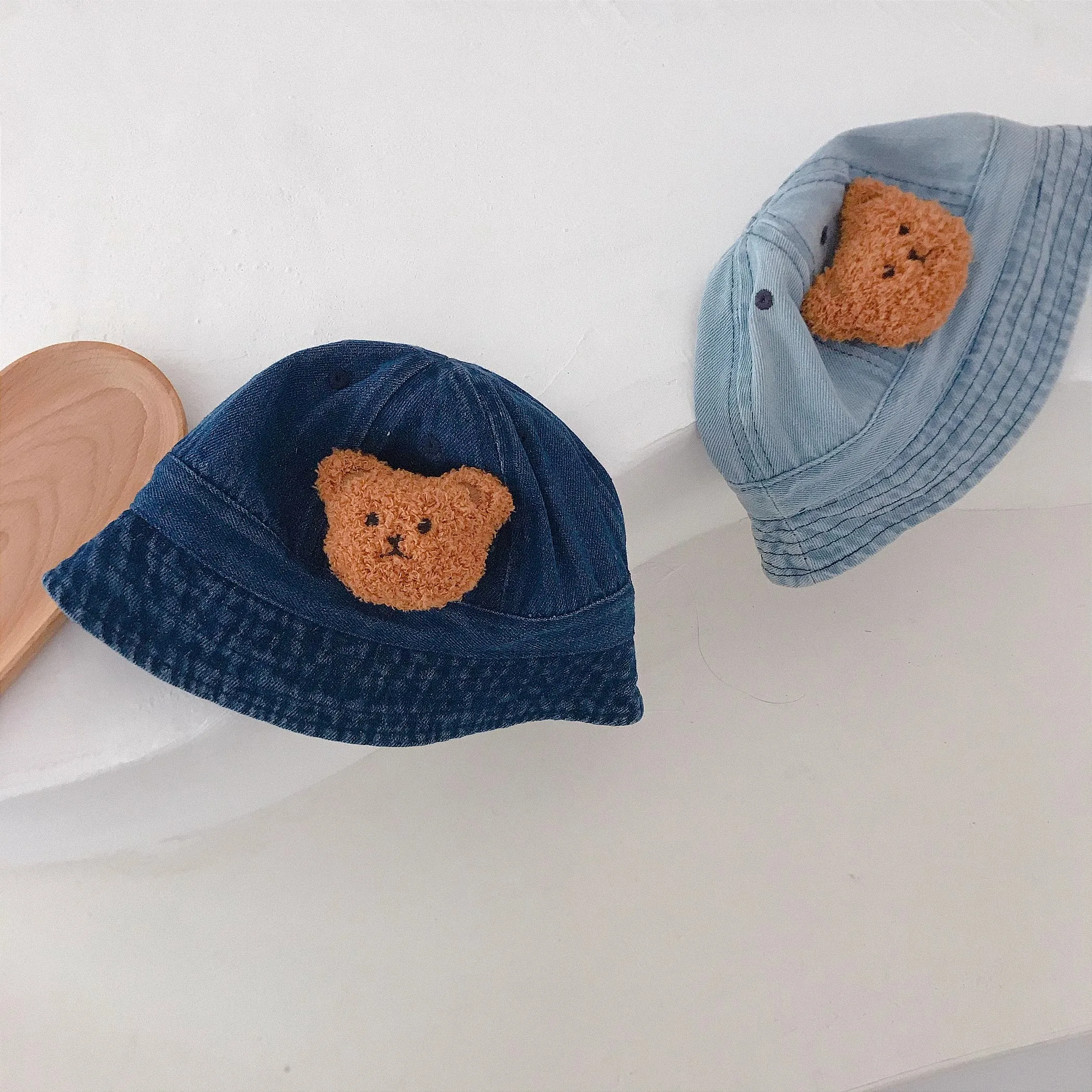 Milangel Gorra vaquera para bebé con oso animado, pescador plegable