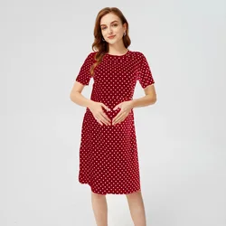 Vestido de lactancia lunares midi elegante manga corta