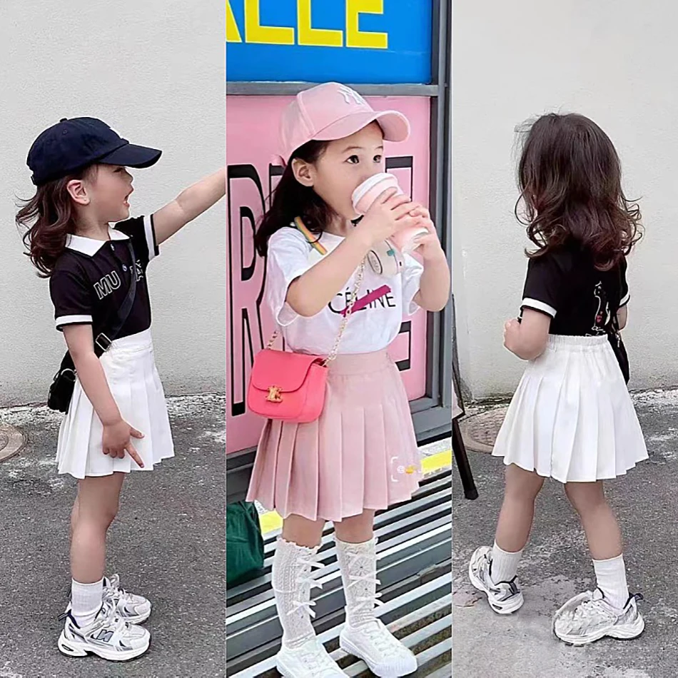 Vestido de verano para niña con falda plisada acampanada cintura alta - imagen 5