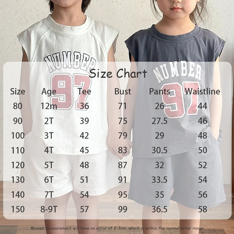Conjunto infantil MILANCEL de verano, chaleco con estampado “NÚMERO 97” y pantalones cortos