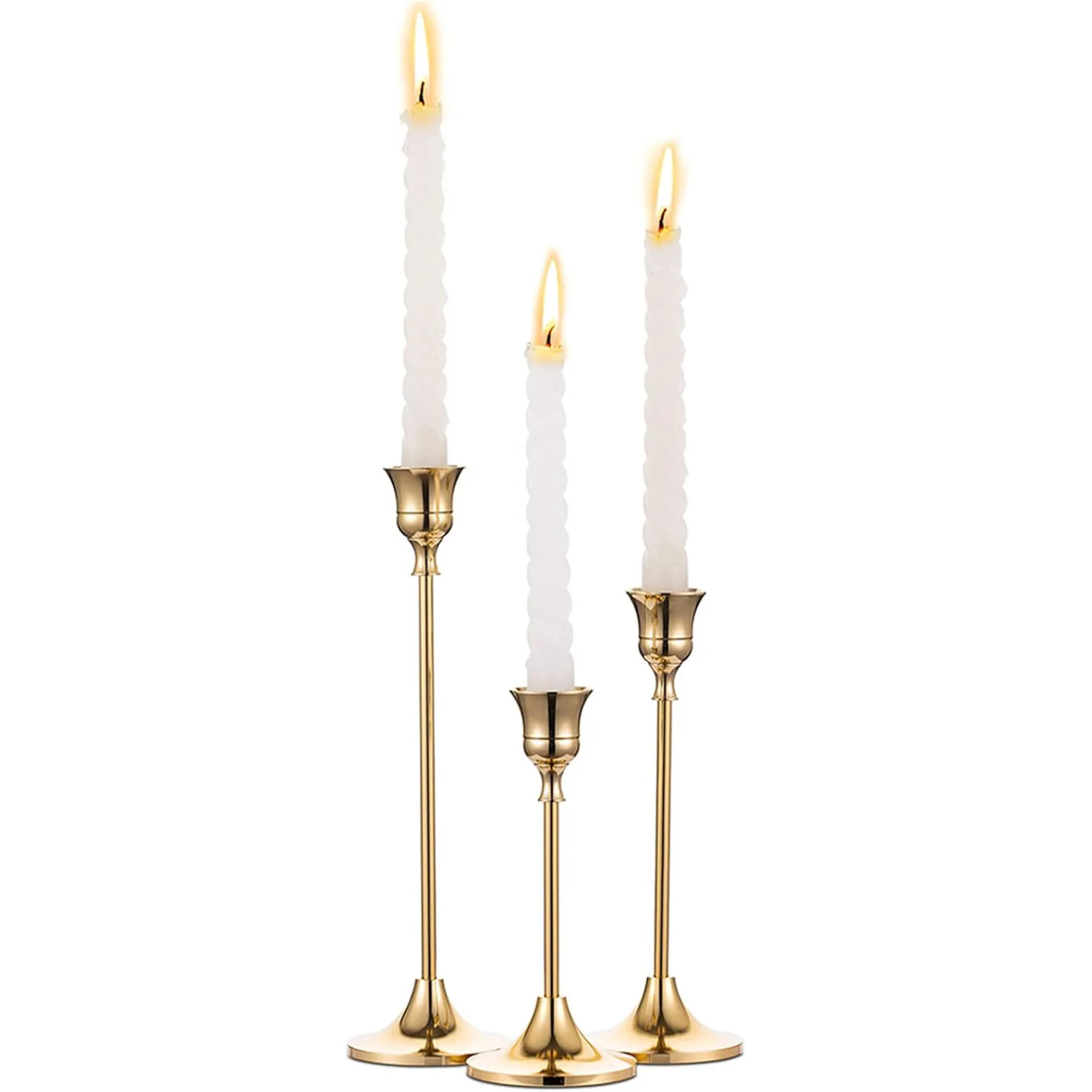 Candelabros de mesa vintage set 3 unidades metal y aluminio para boda - imagen 4