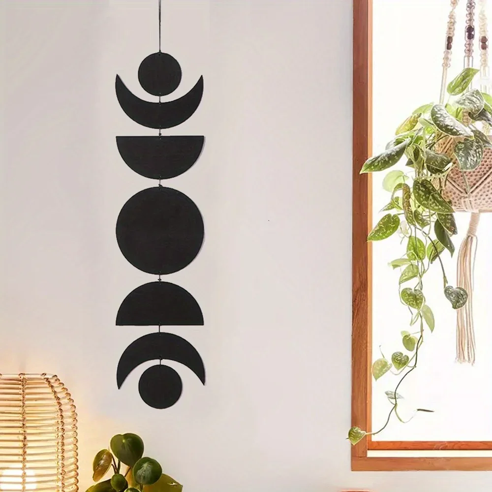 Colgante de pared de madera con forma de Luna estilo bohemio - imagen 4