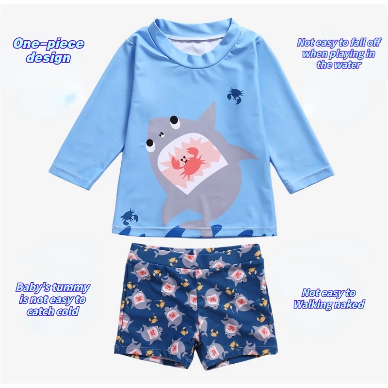 Traje de baño niño manga larga estampado cangrejo y tiburón - imagen 4