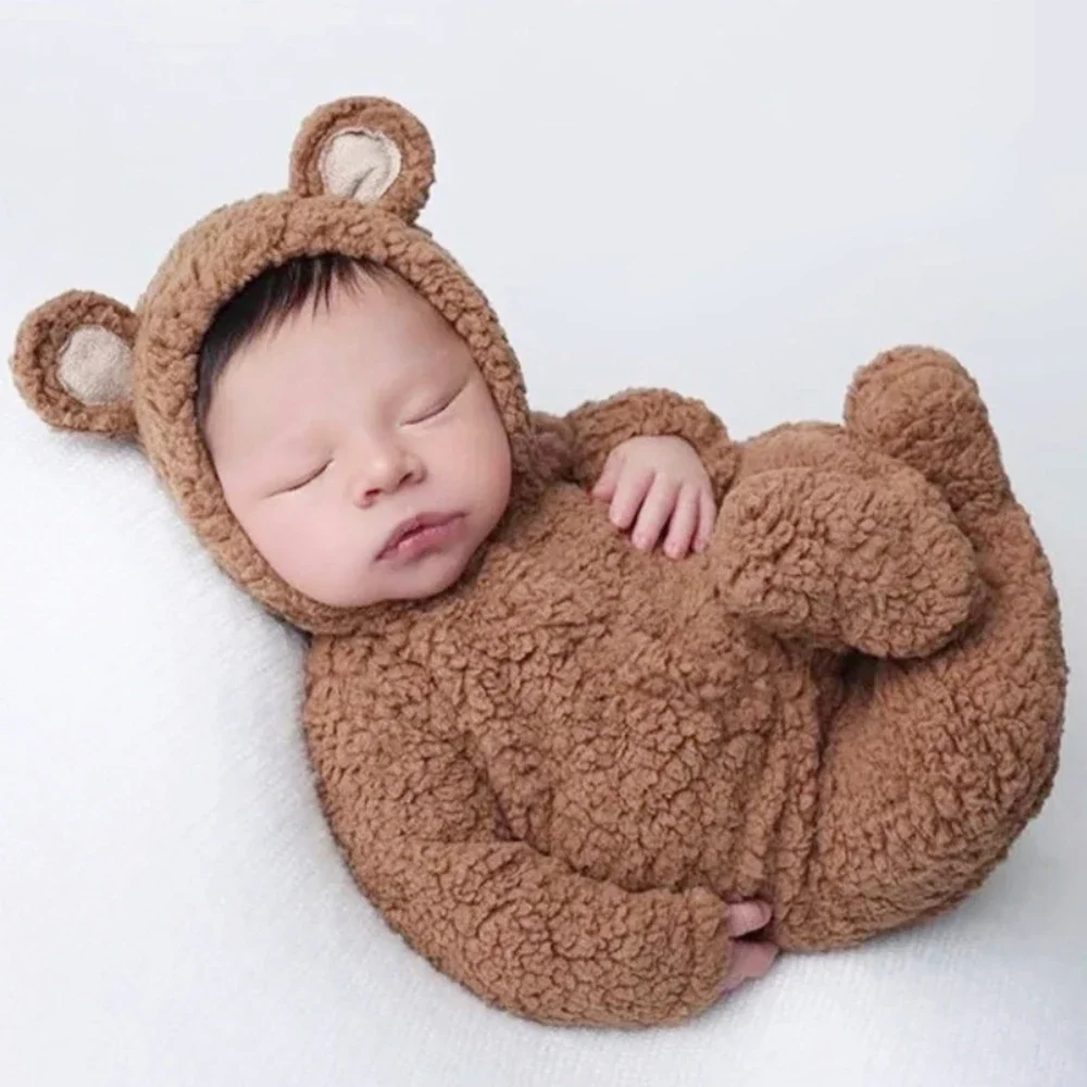Pijama de oso con capucha para recién nacido – Felpa suave - imagen 2