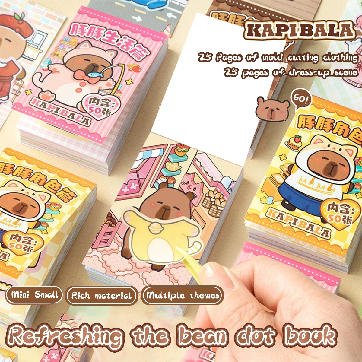 Pegatinas mini capibara para niños, juego portátil de bolsillo - imagen 2