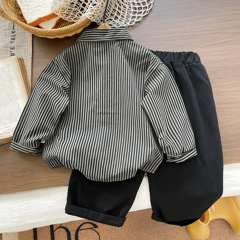 Ropa de bebé rayada manga larga y pantalón primavera-otoño - imagen 3