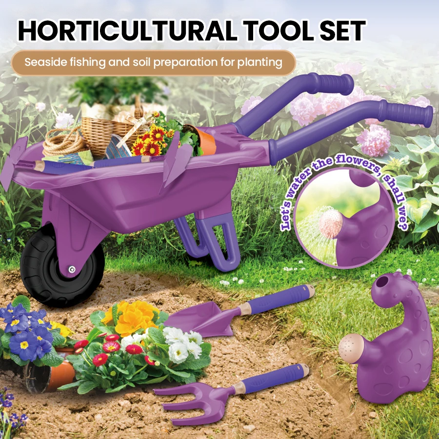 Juego de herramientas de jardinería infantil con carrito y delantal - imagen 5