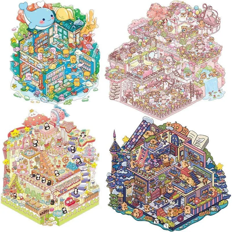 Vinilos decorativos infantiles 3D – Castillo y ciudad en relieve - imagen 4