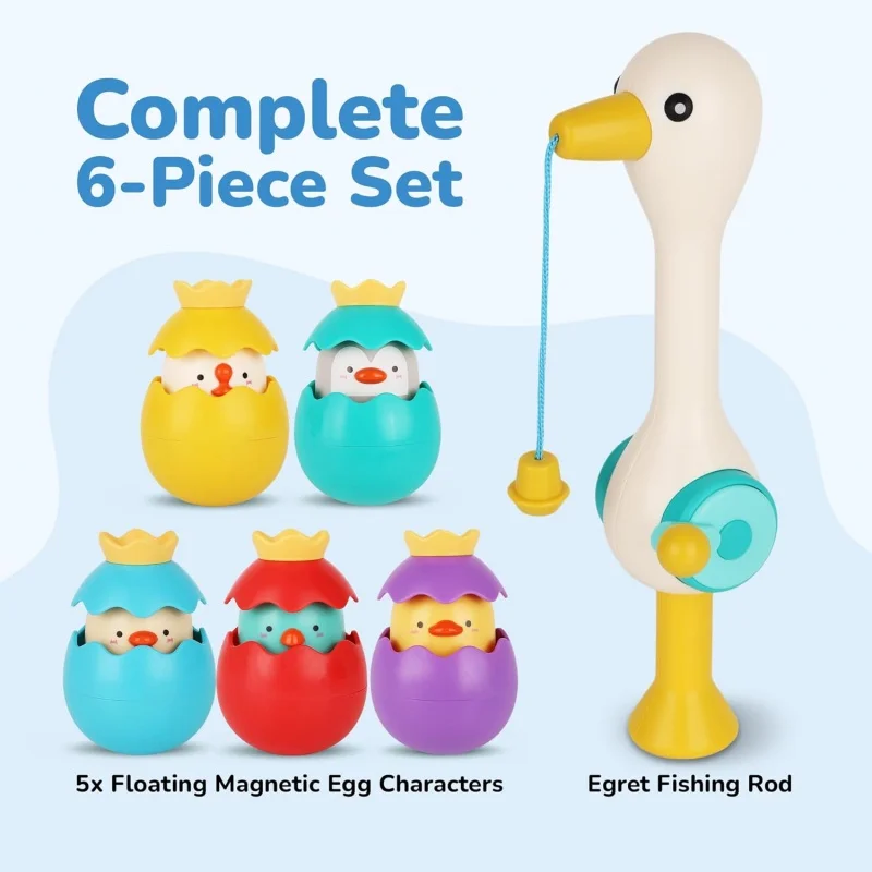 Juguete de pesca magnético para baño infantil con huevos flotantes - imagen 4
