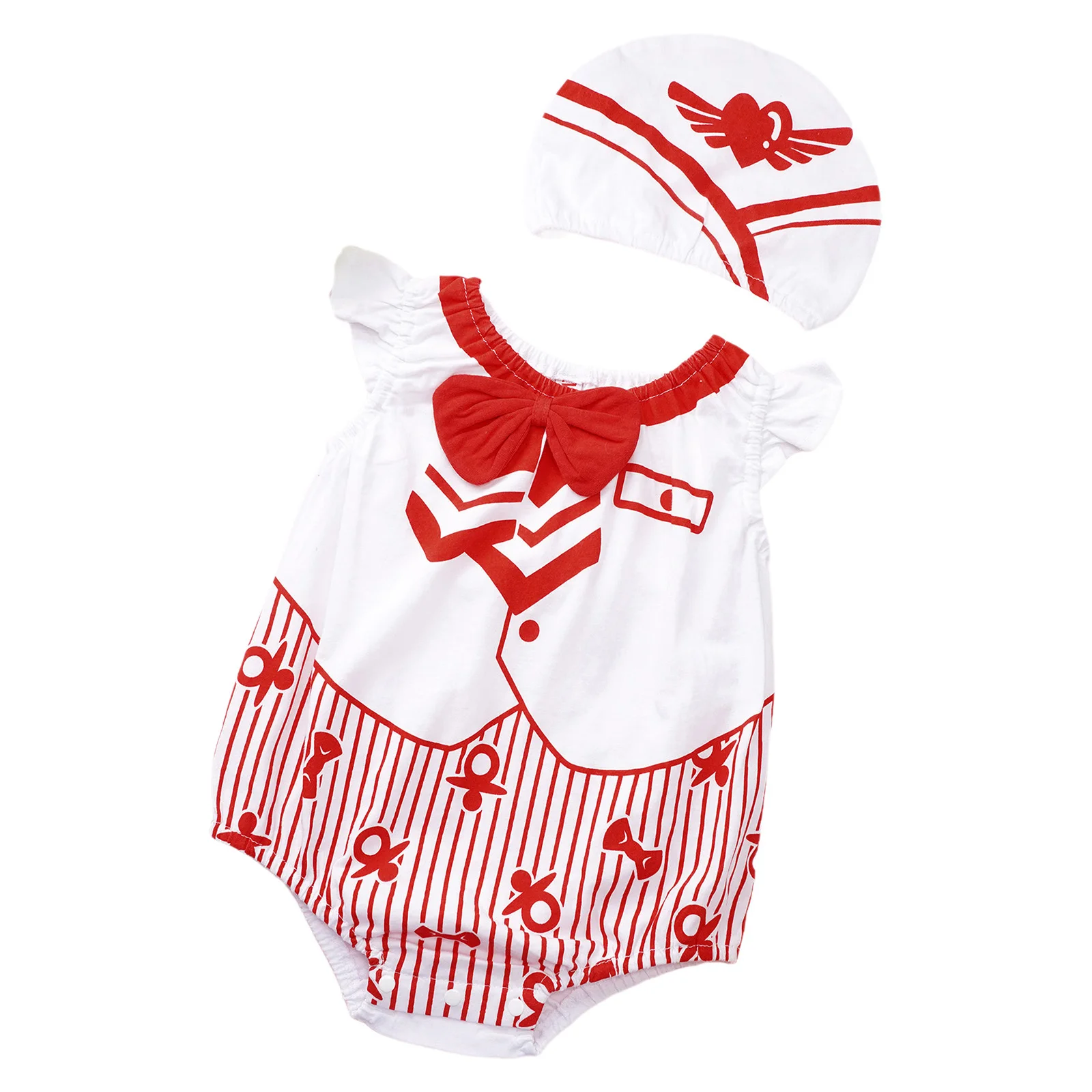 Pelele de bebé de algodón sin mangas con sombrero estampado - imagen 3