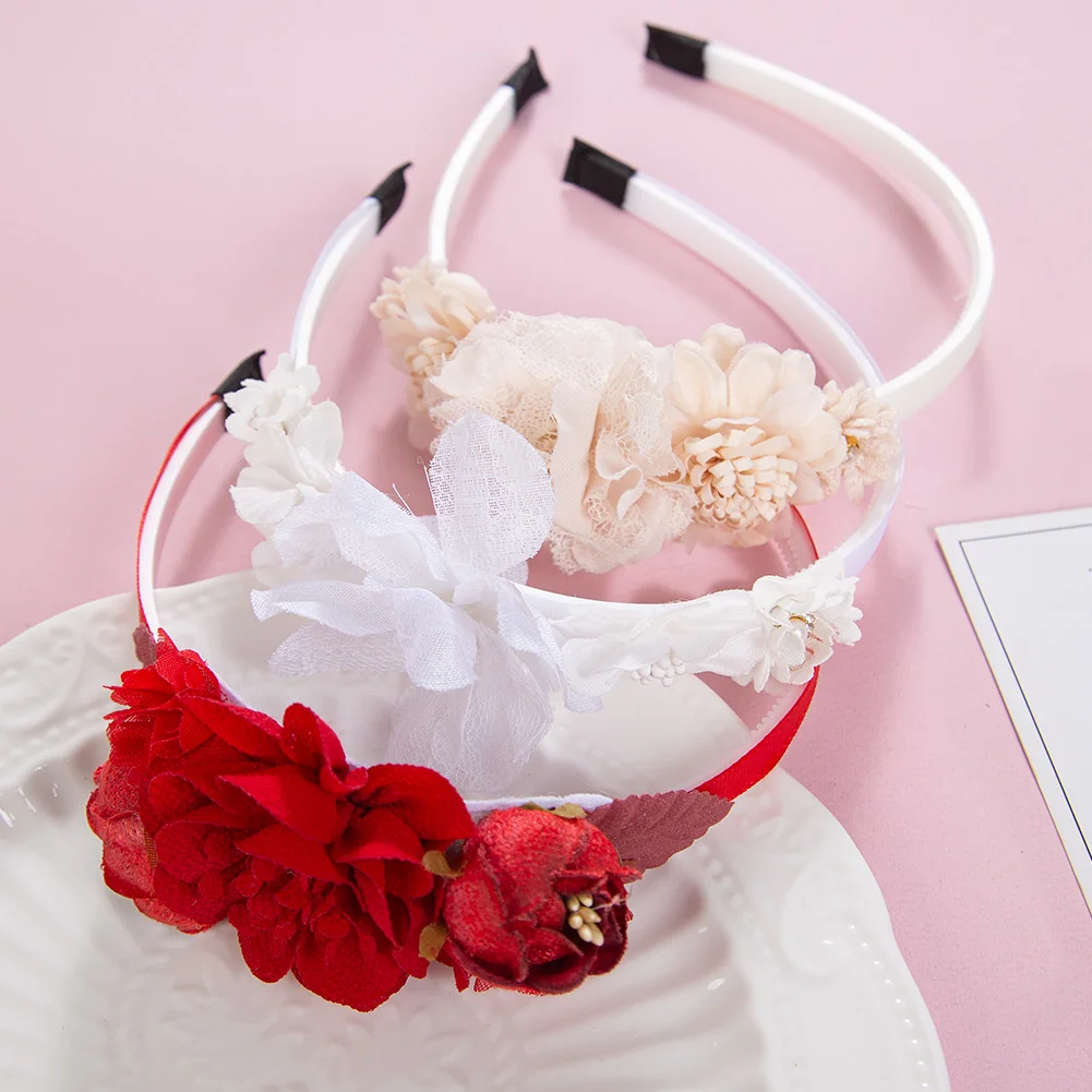 Diadema de flores artificiales con pedrería para bebés y niñas - imagen 4