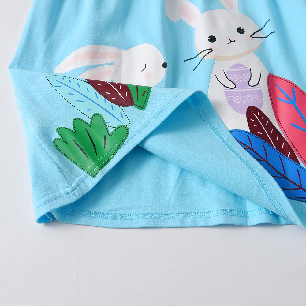 DXTON vestido de verano de algodón sin mangas para niñas conejito y flores - imagen 5