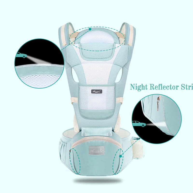 Portabebés mochila de malla algodón con asiento frontal tipo canguro - imagen 4