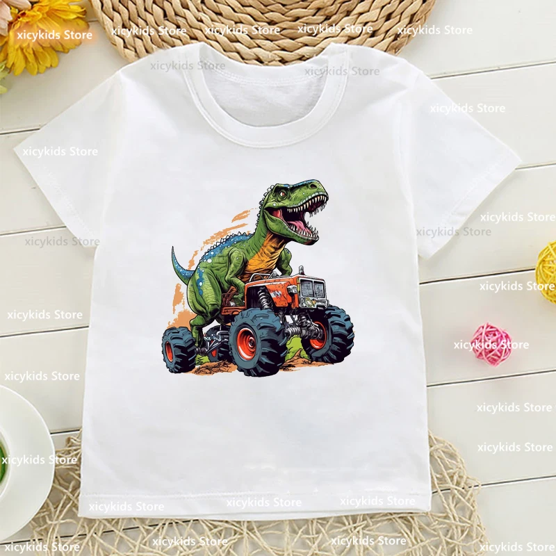 Camiseta infantil con dinosaurios y monstruos para niños