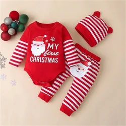Conjunto de Navidad infantil con sombrero de oruga a rayas