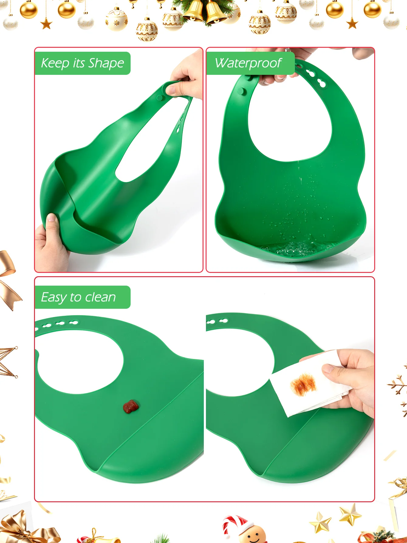 Babero de silicona impermeable ajustable sin BPA para bebé - imagen 3