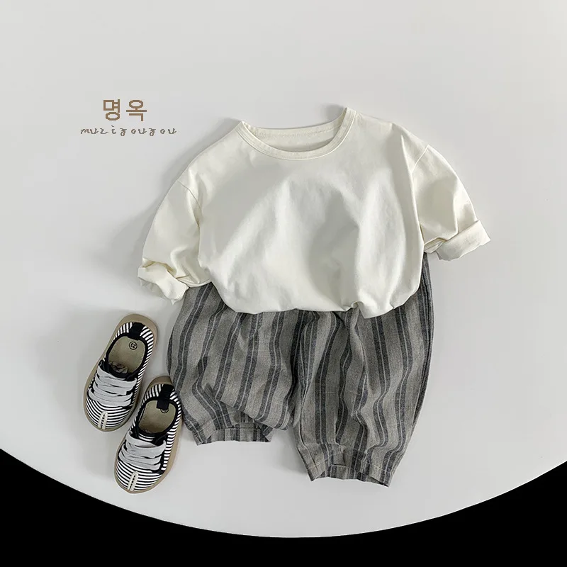 Pantalones a rayas estilo harén para niños de otoño e invierno - imagen 3