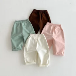 Pantalones para niños con bolsillo y cintura elástica primavera-verano