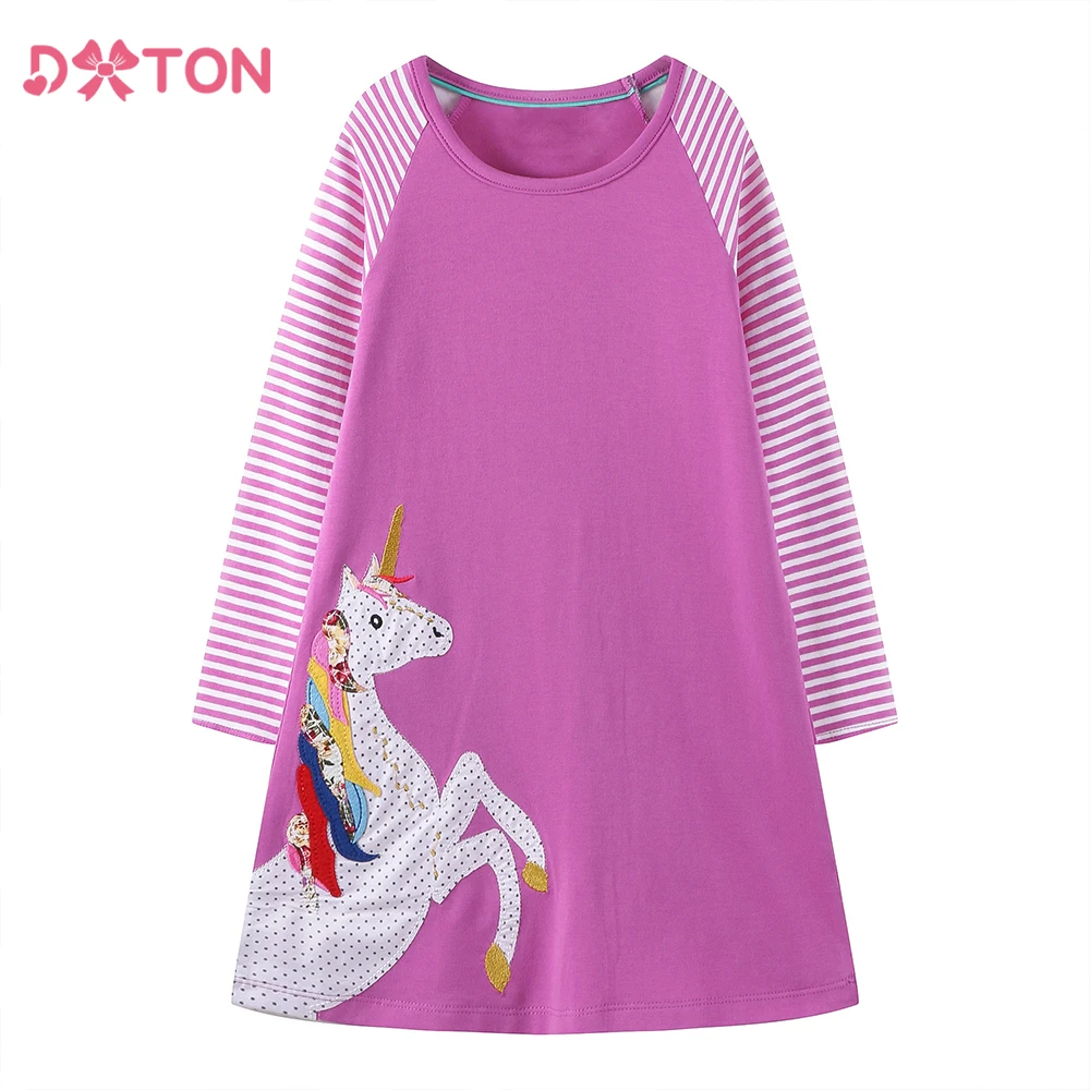DXTON vestido de niña a rayas con aplicación para colegio - imagen 4