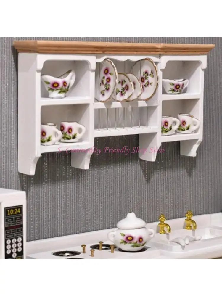 Cocina de juguete en miniatura con mueble de pared para muñecas - imagen 3
