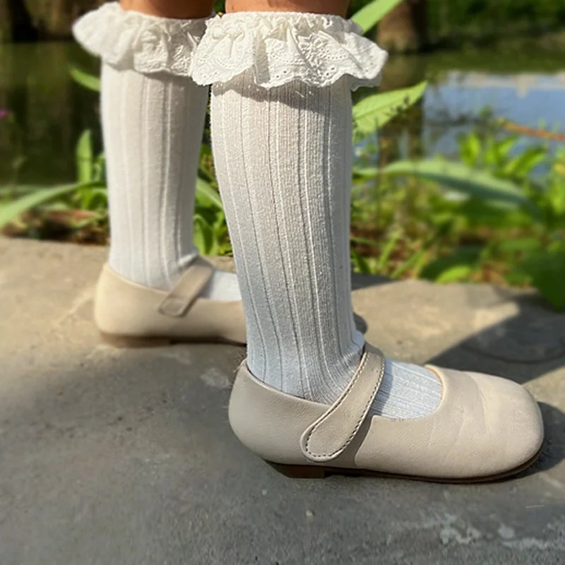 MILANCEL calcetines hasta la rodilla de primavera para niñas con encaje - imagen 4